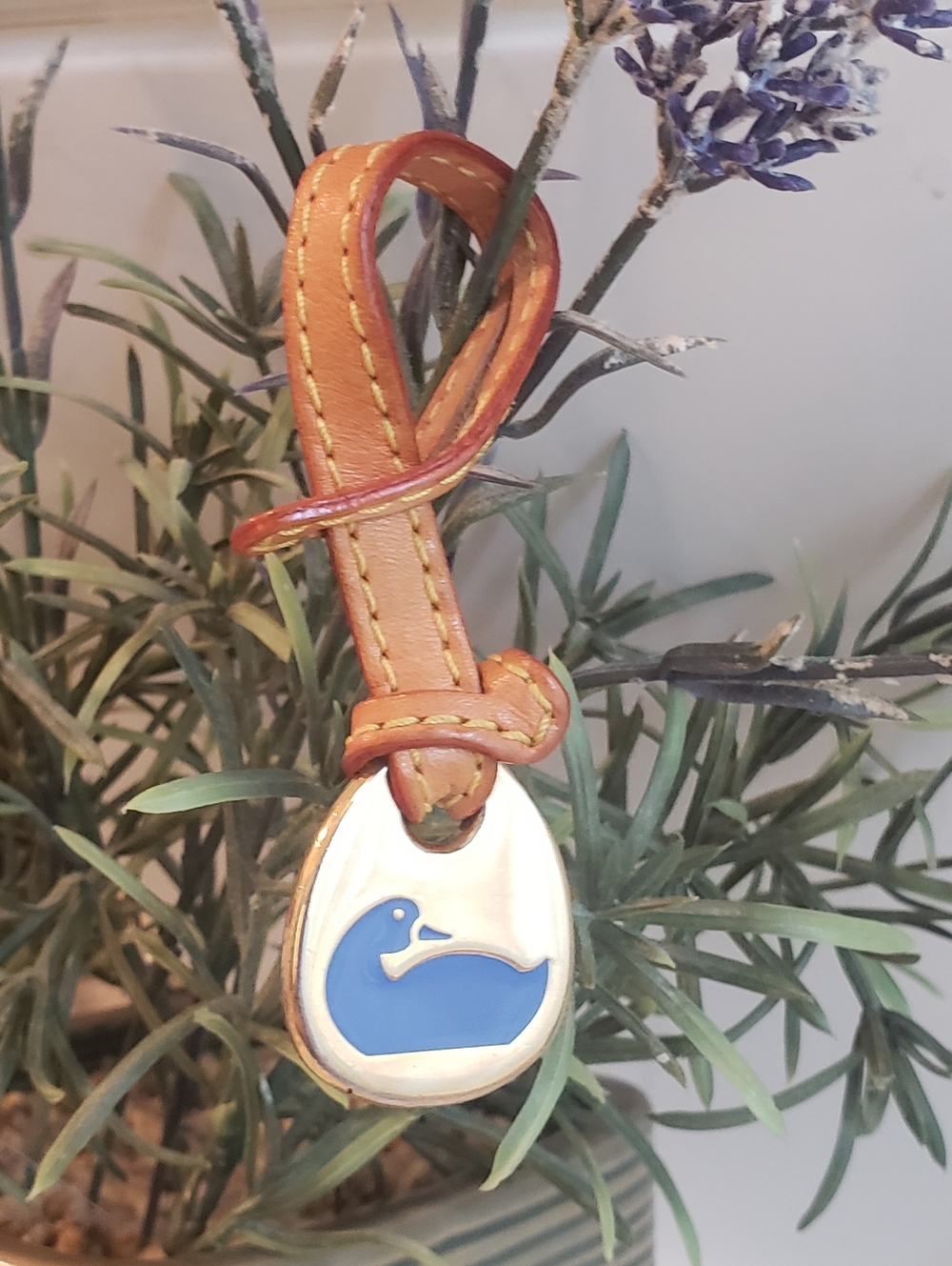 Dooney & Bourke Leather Key Fob with Duck Medallion Charm.